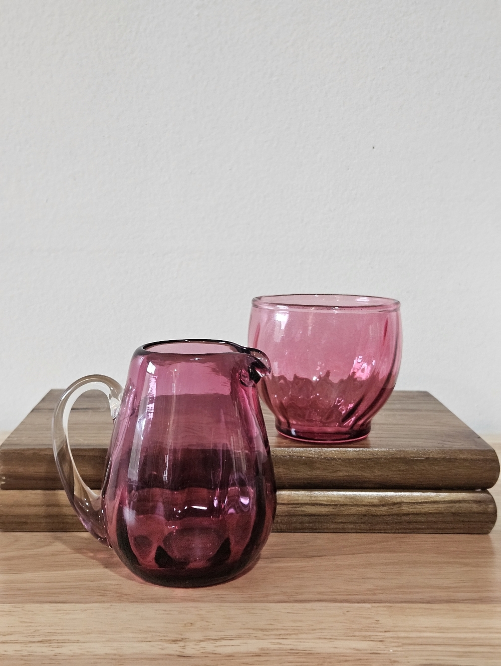 2 Piece Pilgrim Cranberry Glass Set